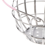 Maxbell Kids Mini Metal Supermarket Shopping Basket For Kitchen Fruit Vegetable Food Grocery Storage Pretend Play Tools Toy Gifts Round Pink