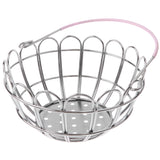 Maxbell Kids Mini Metal Supermarket Shopping Basket For Kitchen Fruit Vegetable Food Grocery Storage Pretend Play Tools Toy Gifts Round Pink