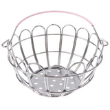 Maxbell Kids Mini Metal Supermarket Shopping Basket For Kitchen Fruit Vegetable Food Grocery Storage Pretend Play Tools Toy Gifts Round Pink