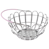 Maxbell Kids Mini Metal Supermarket Shopping Basket For Kitchen Fruit Vegetable Food Grocery Storage Pretend Play Tools Toy Gifts Round Pink