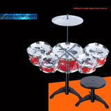 Maxbell Mini Jazz Band Drum Kits Percussion Instruments Set Children Educational Musical Toy - 5 Drums + Stool Red #2