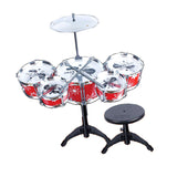 Maxbell Mini Jazz Band Drum Kits Percussion Instruments Set Children Educational Musical Toy - 5 Drums + Stool Red #2