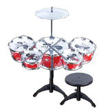 Maxbell Mini Jazz Band Drum Kits Percussion Instruments Set Children Educational Musical Toy - 5 Drums + Stool Red #2