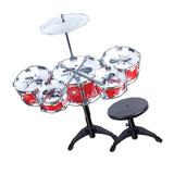 Maxbell Mini Jazz Band Drum Kits Percussion Instruments Set Children Educational Musical Toy - 5 Drums + Stool Red #2