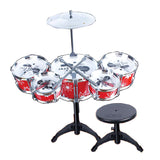 Maxbell Mini Jazz Band Drum Kits Percussion Instruments Set Children Educational Musical Toy - 5 Drums + Stool Red #2