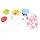 Maxbell 11 Pieces Metal Multicolored Mini Kitchen Cookware w/Glove Set Utensil Simulation Chef Toy Kids Cooking Play Tool Set