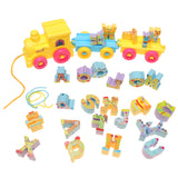 Maxbell Kids ABC Leaning Toys - Pull Along Train With 26 Cartoon English Letters Blocks