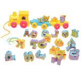 Maxbell Kids ABC Leaning Toys - Pull Along Train With 26 Cartoon English Letters Blocks