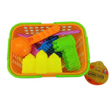 Maxbell Set of 8 Pieces Colorful Plastic Basket Castle Shovel Seaside Beach Sand Toy Set Outdoor Fun