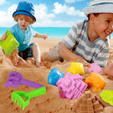 Maxbell Set of 8 Pieces Colorful Plastic Basket Castle Shovel Seaside Beach Sand Toy Set Outdoor Fun