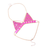 Maxbell Triangle Sequin Halter Bra Chain Women Summer Bikini Rose Red Chest Chain