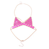 Maxbell Triangle Sequin Halter Bra Chain Women Summer Bikini Rose Red Chest Chain