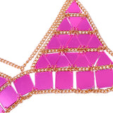 Maxbell Triangle Sequin Halter Bra Chain Women Summer Bikini Rose Red Chest Chain