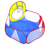 Maxbell Kids Toddler Red Blue Ball Pit Playpen Play Tent With Mini Basketball Hoop