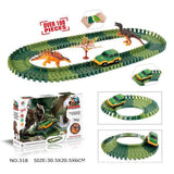 Maxbell Hot DIY Assembly Flexible Jurassic Dinosaur Track Racing Car Model Kits Playset with Light Kids Educational Toy Xmas Gift - 100 Pieces