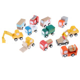 Maxbell Colorful Wooden Vehicles Set Kids Children Educational Toys Birthday Gift