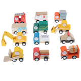 Maxbell Colorful Wooden Vehicles Set Kids Children Educational Toys Birthday Gift