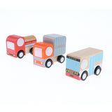 Maxbell Colorful Wooden Vehicles Set Kids Children Educational Toys Birthday Gift