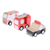 Maxbell Colorful Wooden Vehicles Set Kids Children Educational Toys Birthday Gift