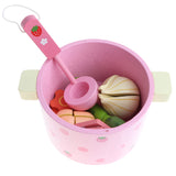 Maxbell Colorful Wooden Hot Pot Pretend, Kitchen Vegetables Set for Toddlers, Kids Educational Toy