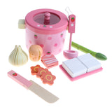 Maxbell Colorful Wooden Hot Pot Pretend, Kitchen Vegetables Set for Toddlers, Kids Educational Toy