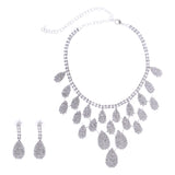 Maxbell Delicate Bridal Dripping Rhinestone Crystal Earrings Necklace Jewelry Set