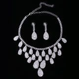 Maxbell Delicate Bridal Dripping Rhinestone Crystal Earrings Necklace Jewelry Set