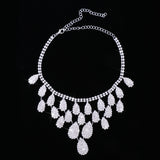 Maxbell Delicate Bridal Dripping Rhinestone Crystal Earrings Necklace Jewelry Set