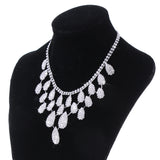 Maxbell Delicate Bridal Dripping Rhinestone Crystal Earrings Necklace Jewelry Set