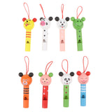 Maxbell 8 PCS Wooden Cute Animal Heads Whistles Flute Trumpet Musical Instrument Sounding Toys Playset Party Supplies