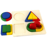 Maxbell Kids Baby Wooden Geometry Building Blocks Board Puzzle Early Cognition Color Shapes Learning Educational Stacking Matching Toy #B