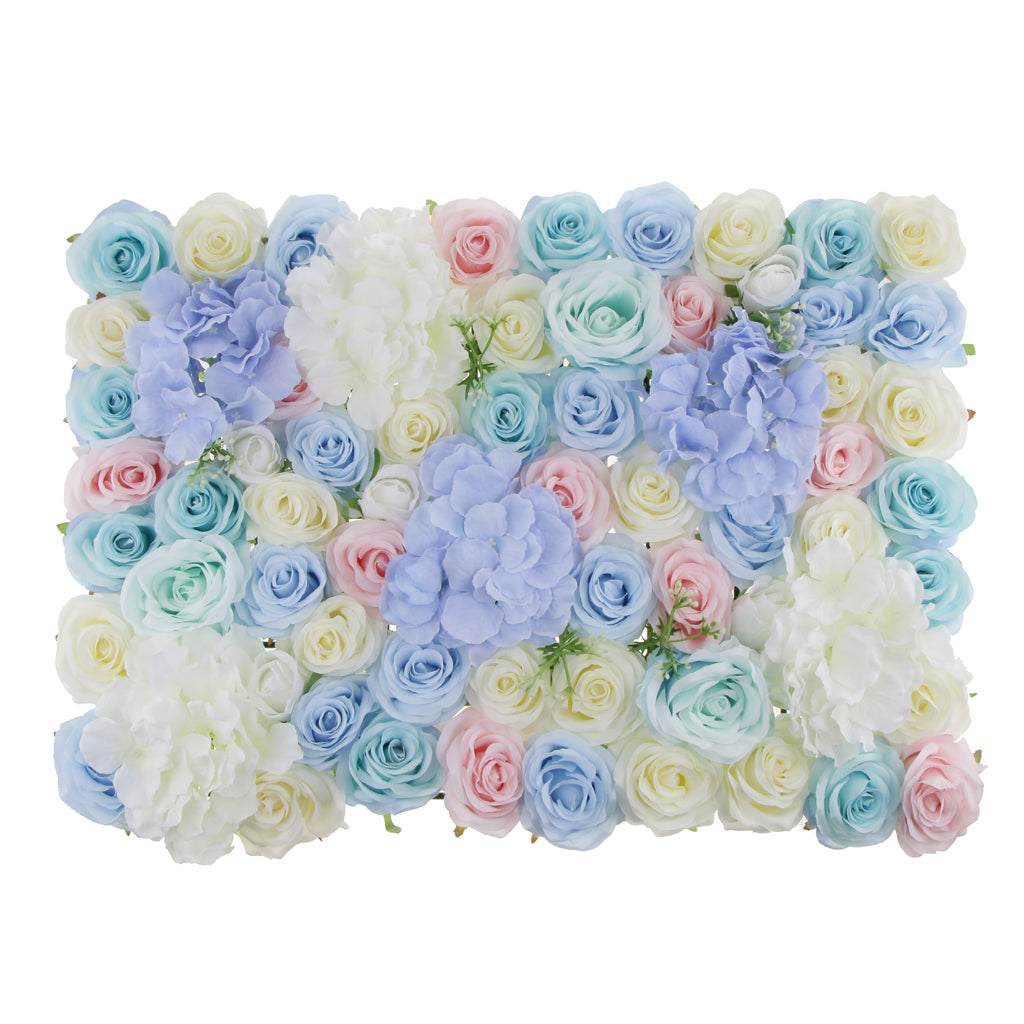 Maxbell Artificial Rose Hydrangea Flower Wall Panels Backdrop Blue