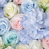 Maxbell Artificial Rose Hydrangea Flower Wall Panels Backdrop Blue