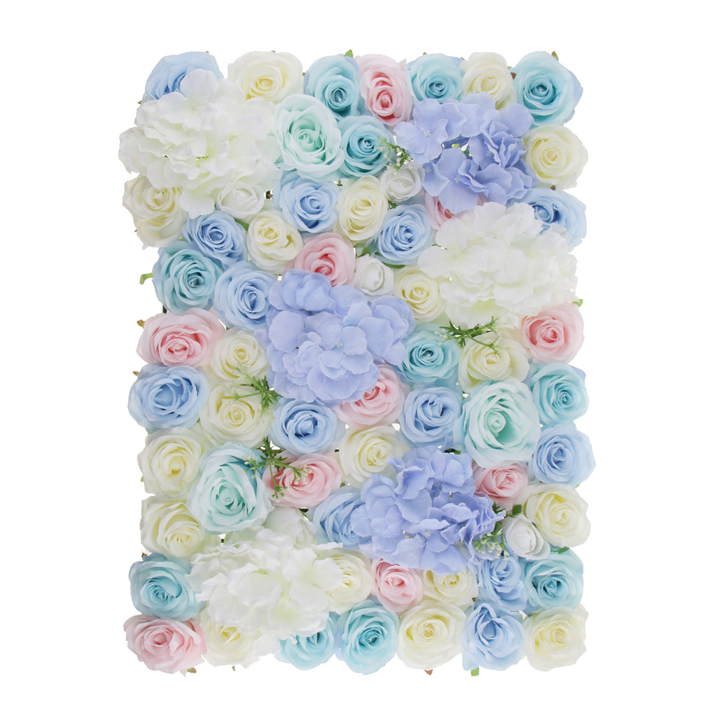 Maxbell Artificial Rose Hydrangea Flower Wall Panels Backdrop Blue
