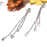 Maxbell Silver Crystal Earrings Tassel Earrings Jewelry Gift Woman Party Star Dangle Earrings Stud