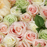 Maxbell Artificial Rose Hydrangea Flower Wall Panels Backdrop Green