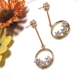 Maxbell Rose gold Crystal Earrings Round Earrings Jewelry Gift Woman Star Dangle Earrings Stud