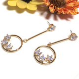 Maxbell Rose gold Crystal Earrings Round Earrings Jewelry Gift Woman Star Dangle Earrings Stud