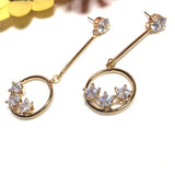 Maxbell Rose gold Crystal Earrings Round Earrings Jewelry Gift Woman Star Dangle Earrings Stud