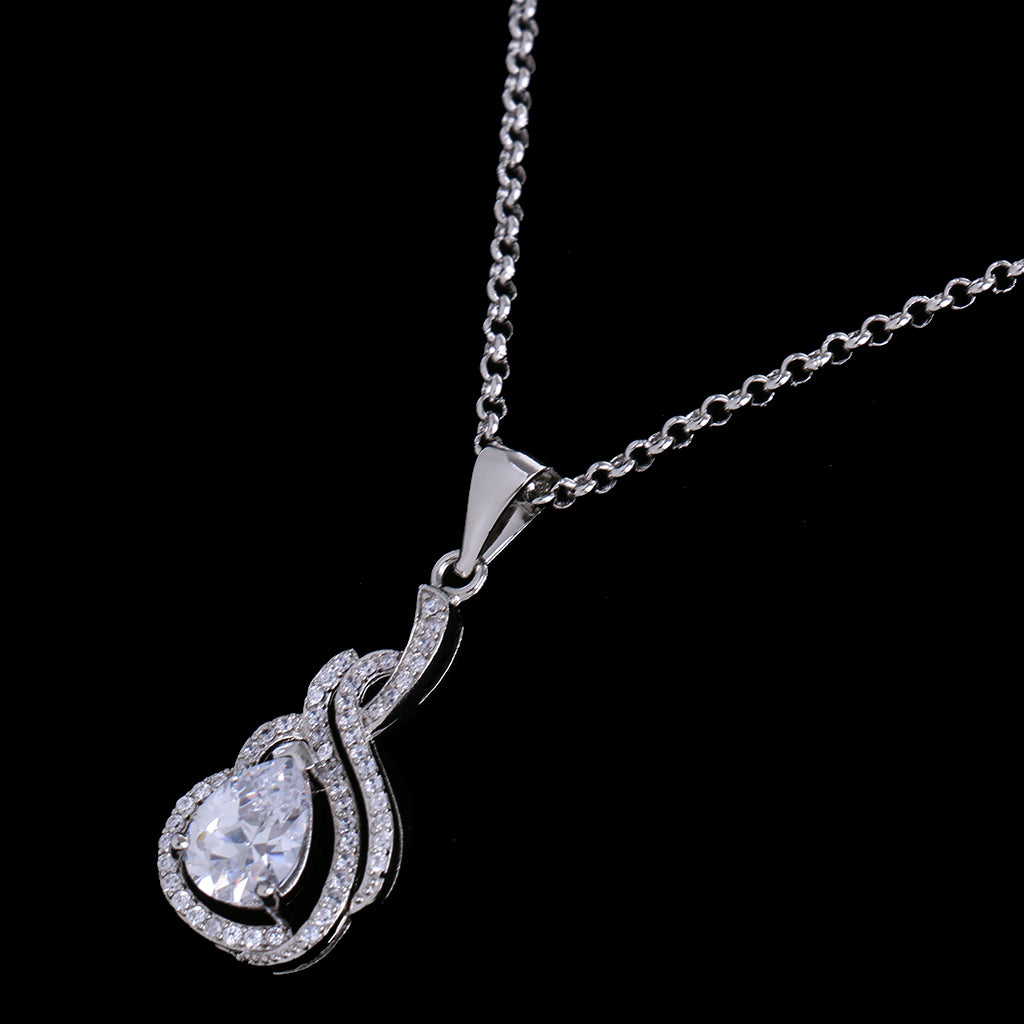 Maxbell Fashion Silver Crystal Rhinestone Pendant Necklace