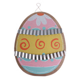 Maxbell Rustic Happy Easter Egg Shape Wooden Hanging Sign Fesrtival Home Kitchen Wall Decoration