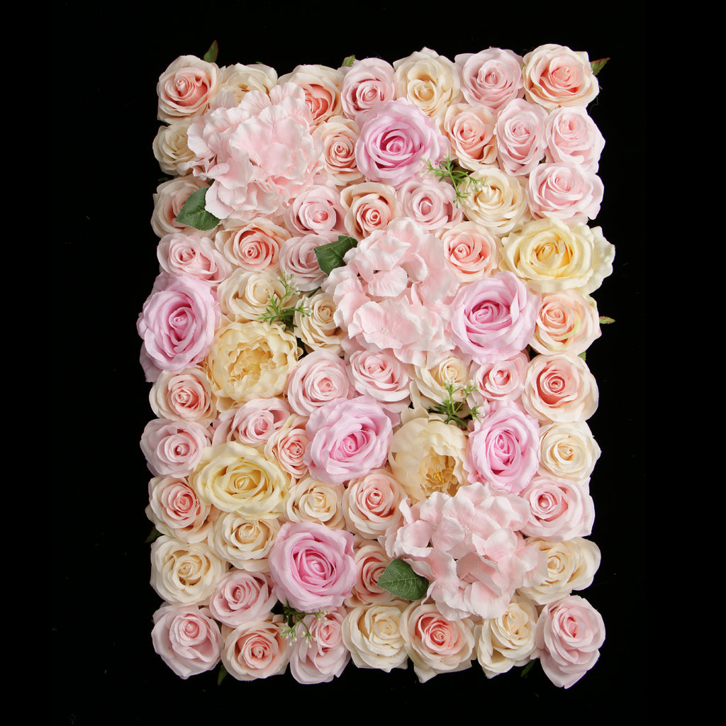 Maxbell Artificial Rose Hydrangea Peony Flower Wall Panels Champagne