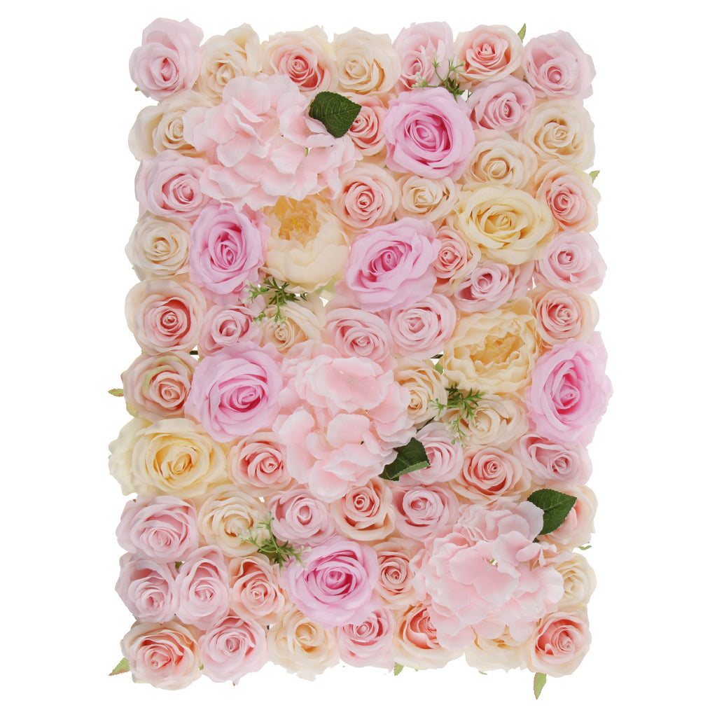 Maxbell Artificial Rose Hydrangea Peony Flower Wall Panels Champagne