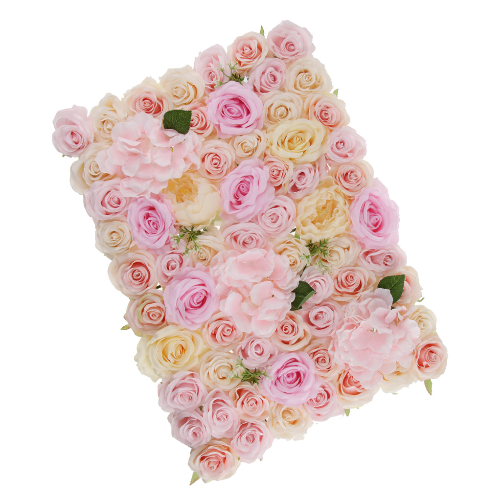 Maxbell Artificial Rose Hydrangea Peony Flower Wall Panels Champagne