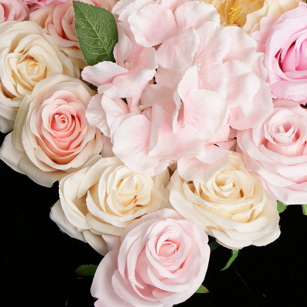 Maxbell Artificial Rose Hydrangea Peony Flower Wall Panels Champagne