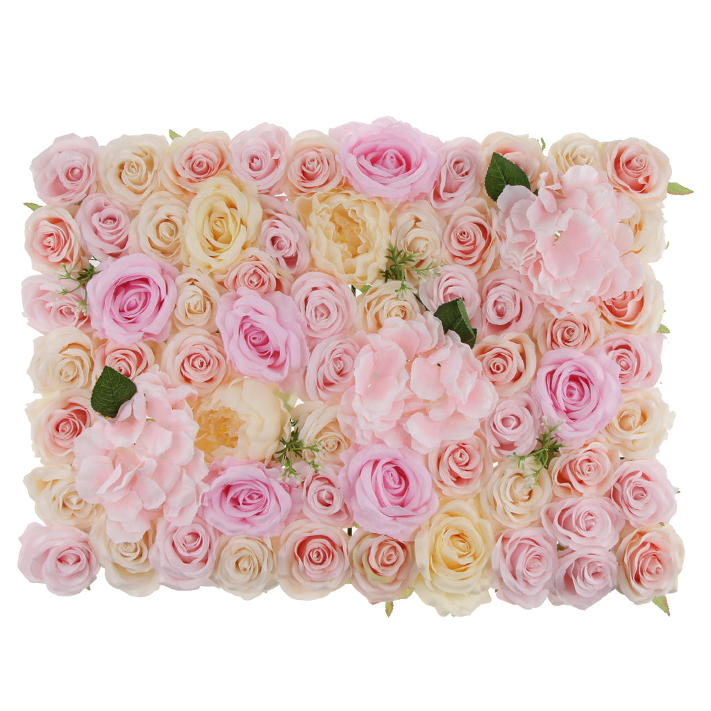 Maxbell Artificial Rose Hydrangea Peony Flower Wall Panels Champagne