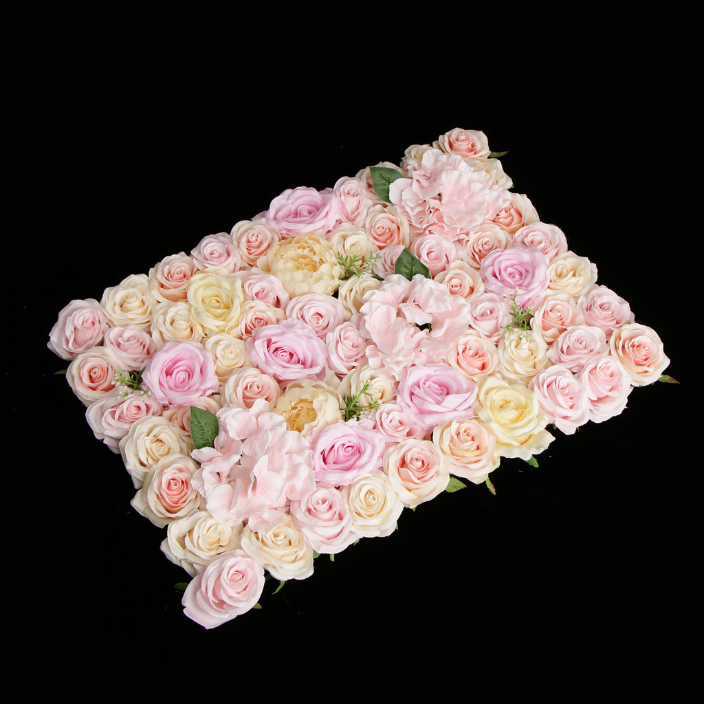 Maxbell Artificial Rose Hydrangea Peony Flower Wall Panels Champagne