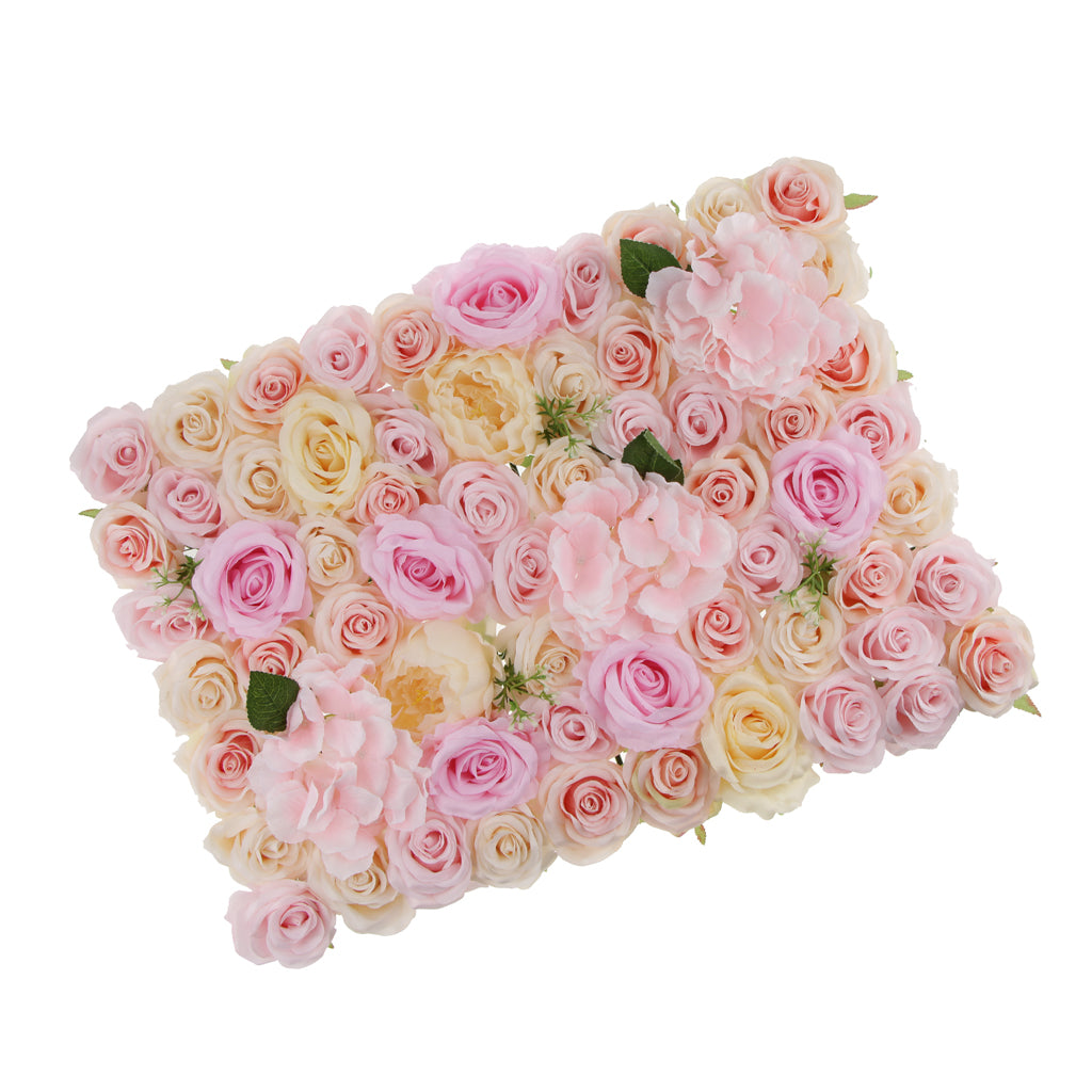 Maxbell Artificial Rose Hydrangea Peony Flower Wall Panels Champagne