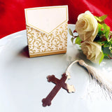 Maxbell Silver Metal Cross Bookmark with Tassel Boxes Baby Shower Party Gift Favor