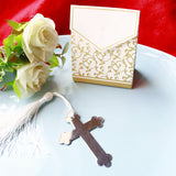 Maxbell Silver Metal Cross Bookmark with Tassel Boxes Baby Shower Party Gift Favor